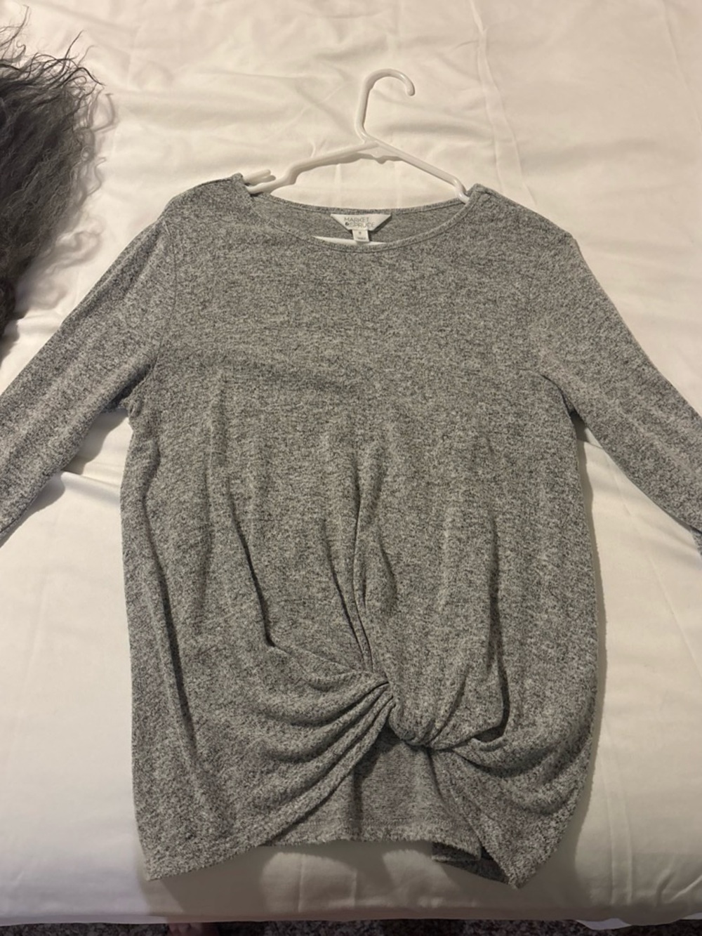 Cozy Twist-Front Grey Women’s Top